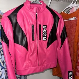 cropped pink jacket